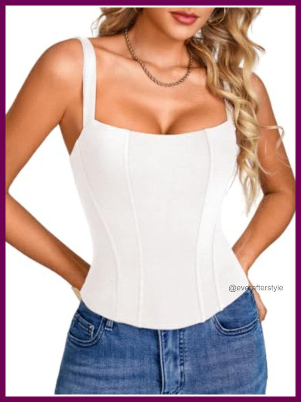 Corset Top Slim Fit Square Neck Lace-Up Back Cami